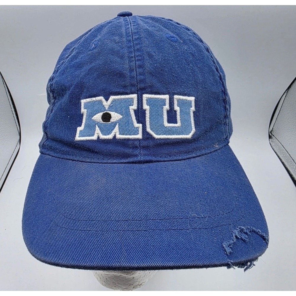 Vtg Disney Parks Monsters University MU Blue Distressed Baseball Cap Adult Hat